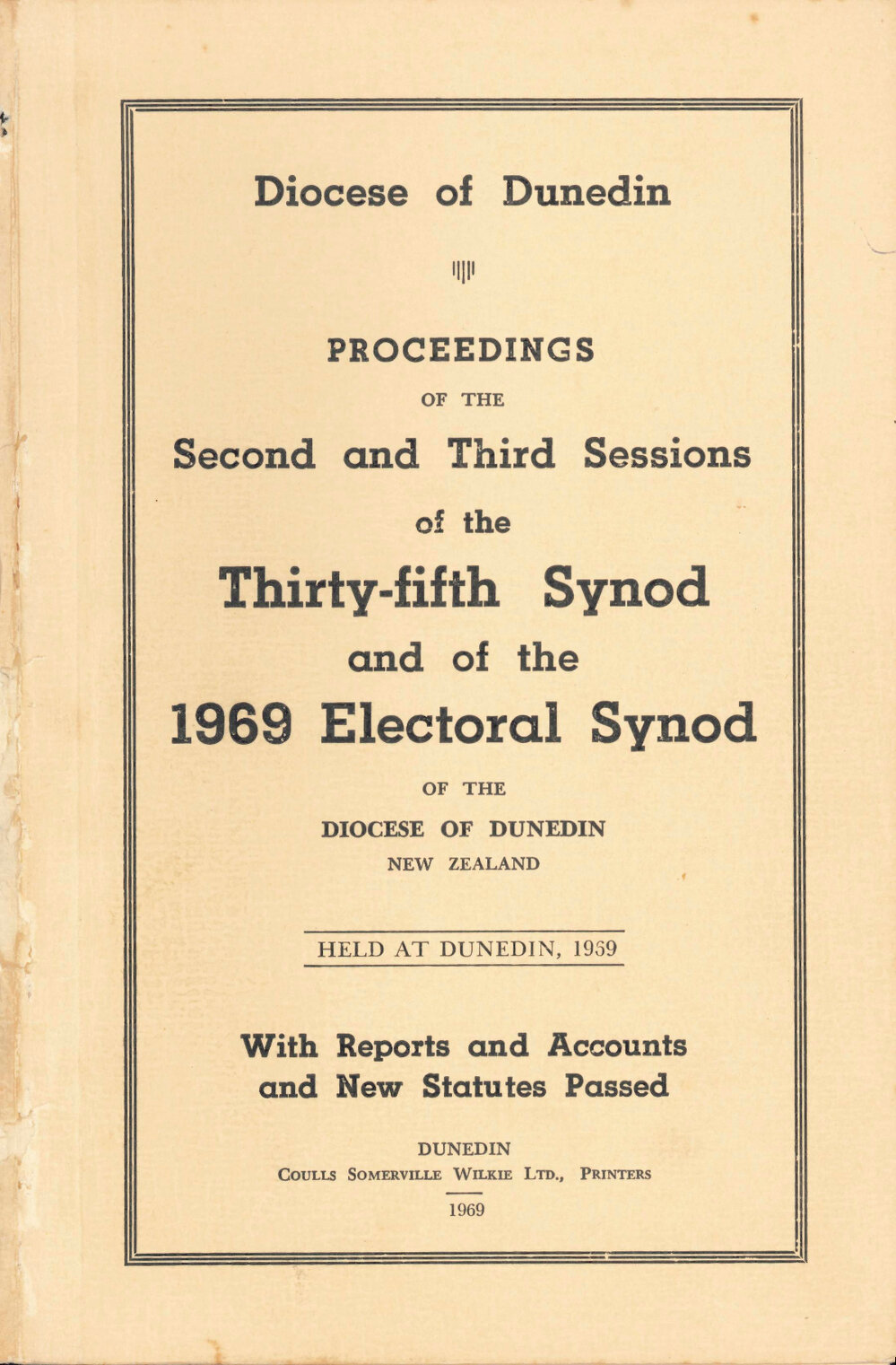 Proceedings of the Synod of the Diocese of Dunedin 1969