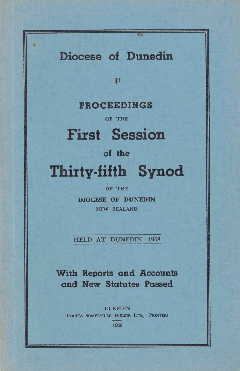 Proceedings of the Synod of the Diocese of Dunedin 1968