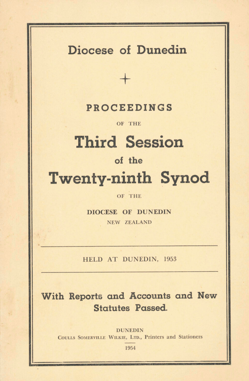 Proceedings of the Synod of the Diocese of Dunedin 1953