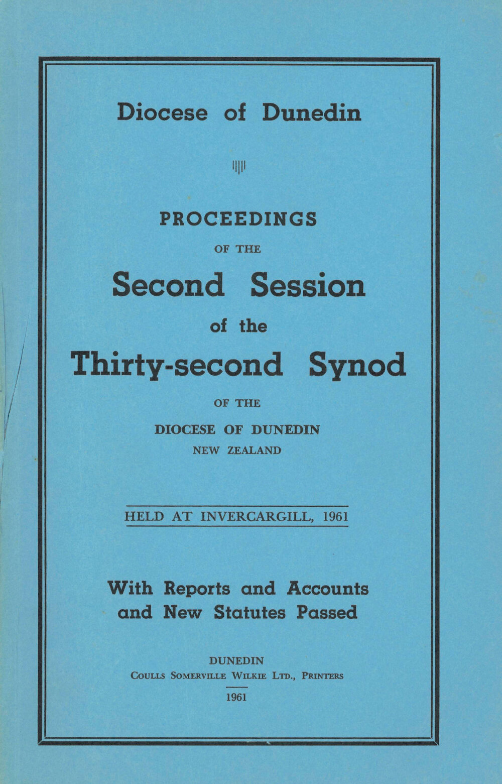 Proceedings of the Synod of the Diocese of Dunedin 1961
