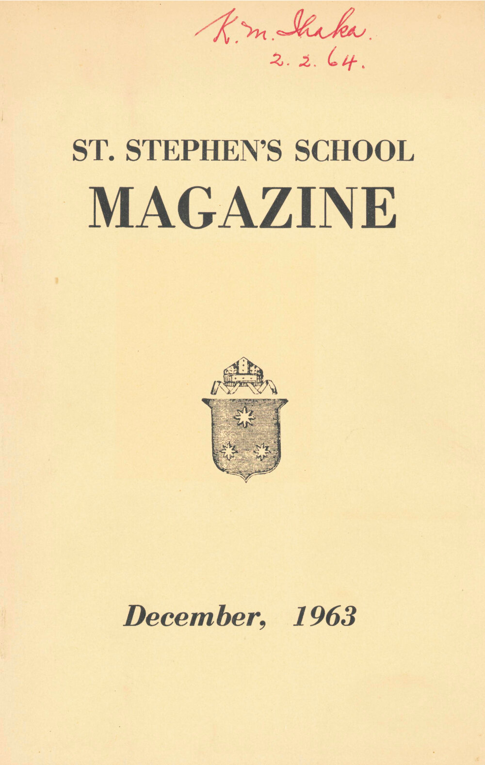 St Stephen's School Magazine 1963