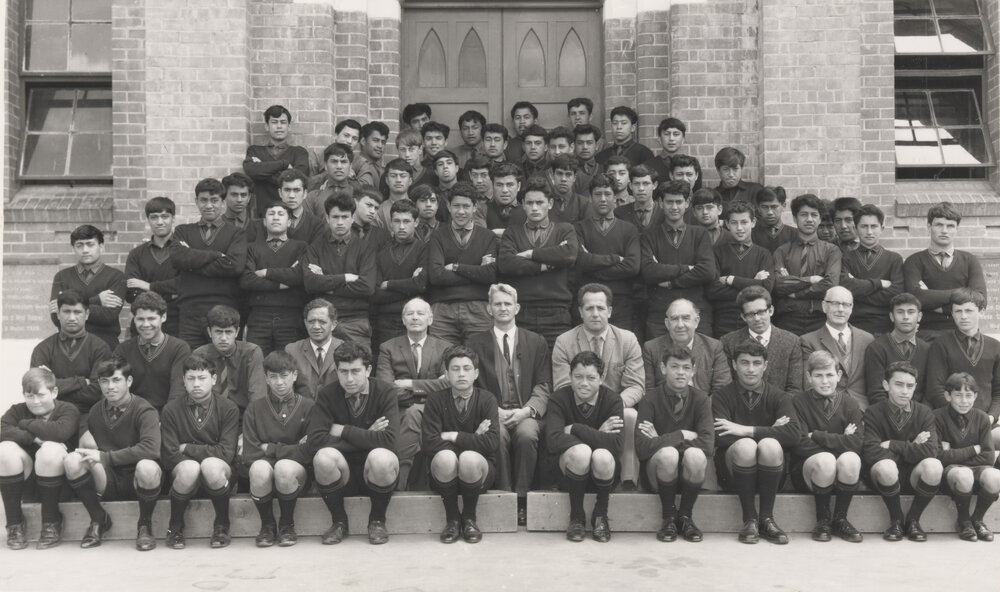 Te Aute College school and staff circa 1970