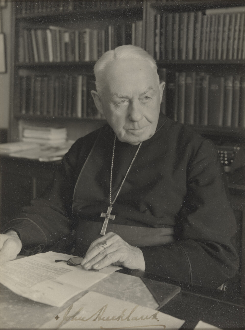 Mounted photographs of Bishop W.J. and Mrs Florence Simkin. 