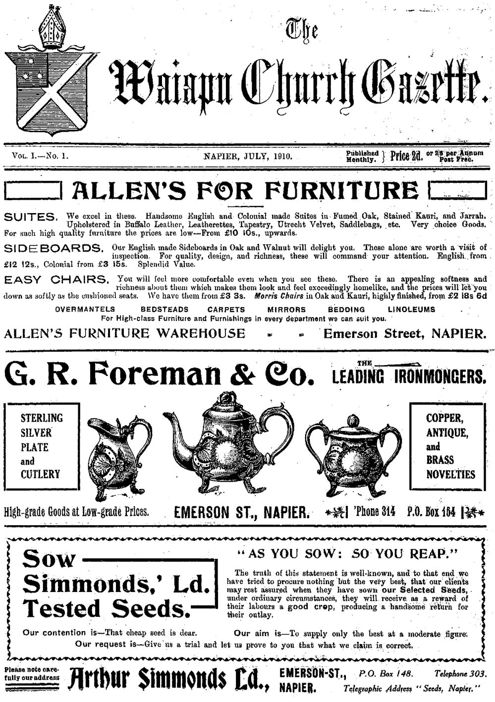 The Waiapu Church Gazette: 1st July 1910