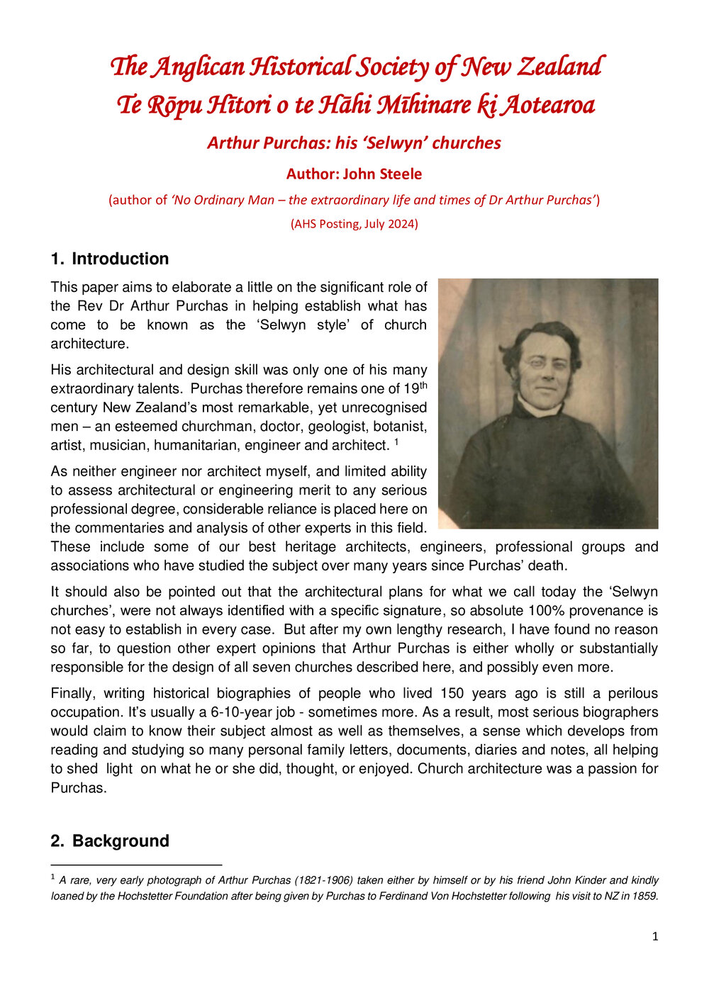 Arthur Purchas: His &lsquo;Selwyn&rsquo; Churches - Anglican Historical Society