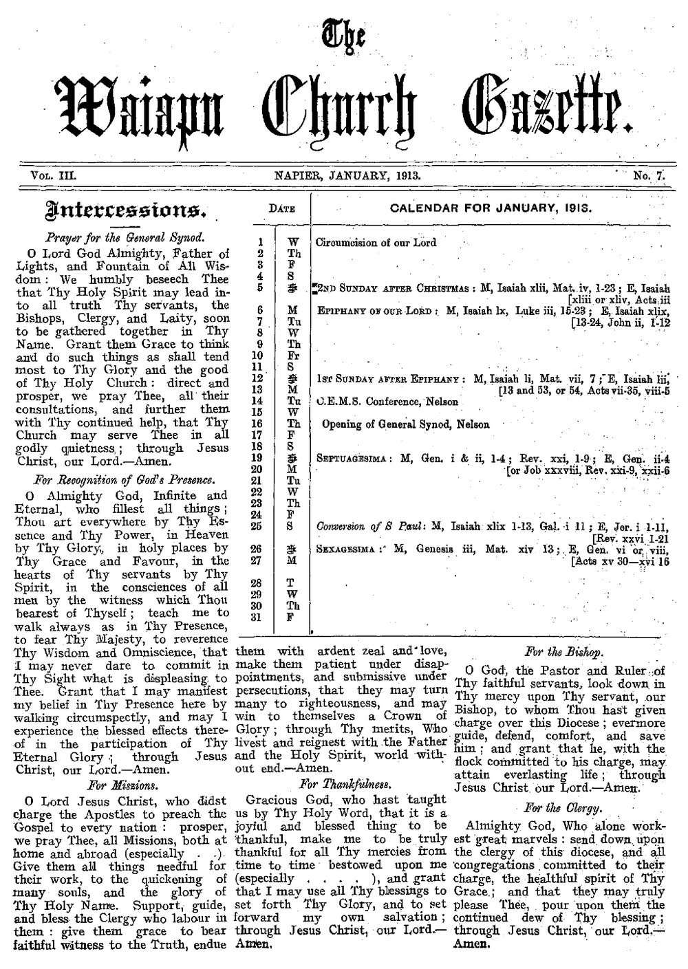 The Waiapu Church Gazette: 1st January 1913