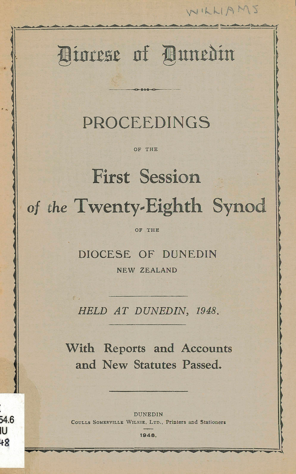 Diocese of Dunedin Year Book 1948