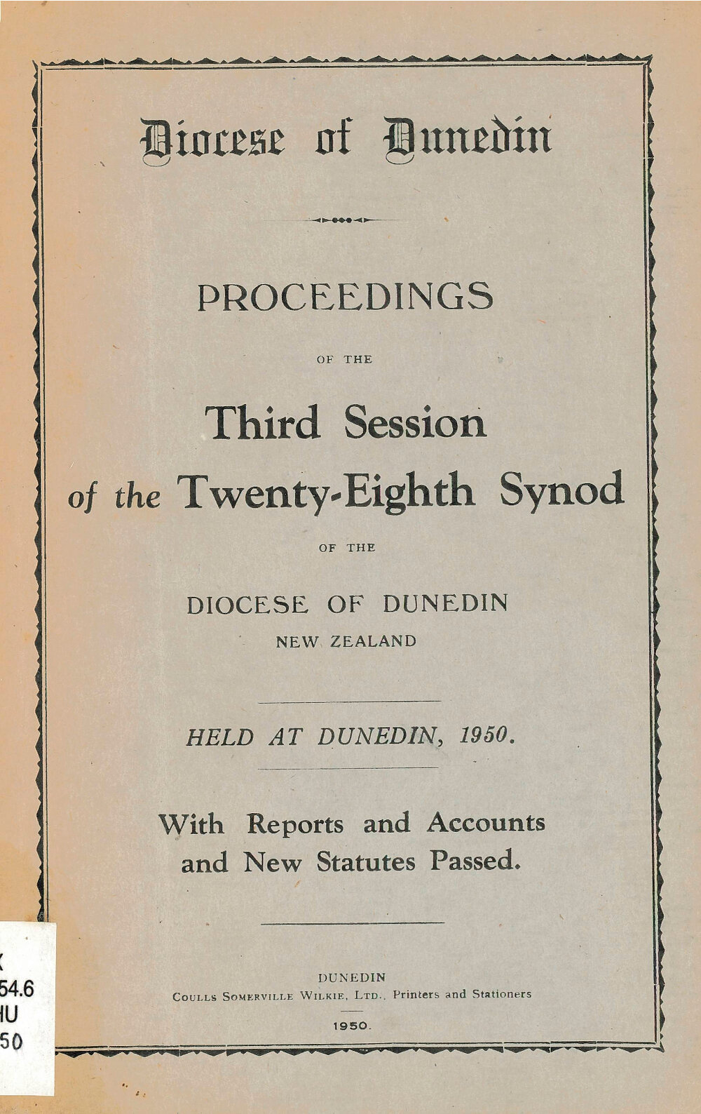 Diocese of Dunedin Year Book 1950