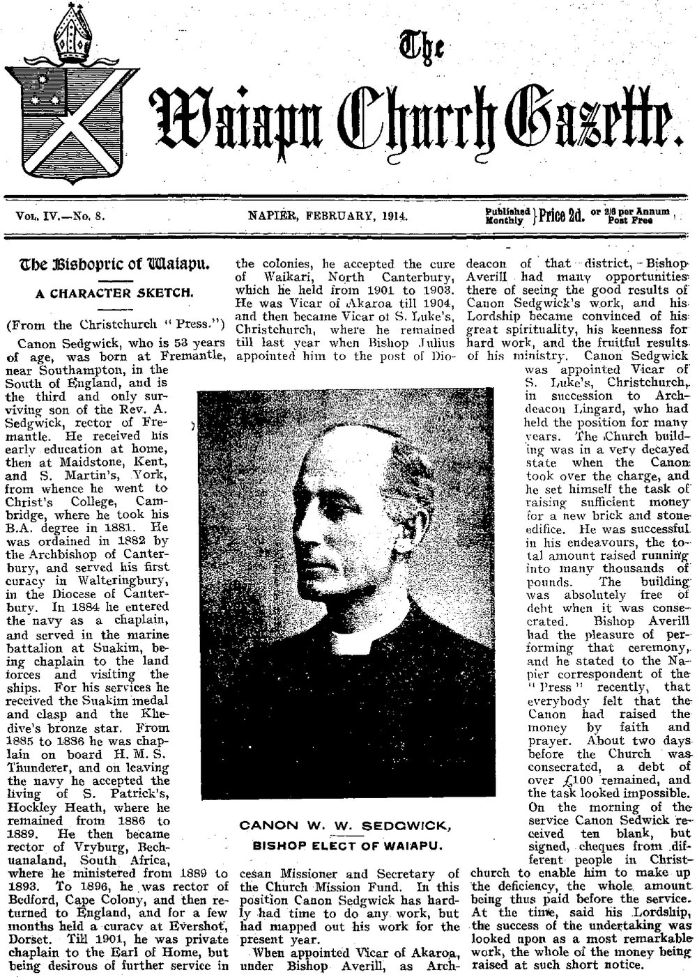 The Waiapu Church Gazette: 1st February 1914
