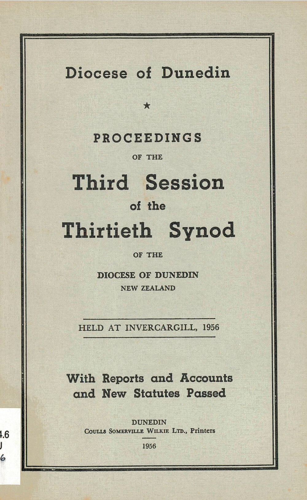 Diocese of Dunedin Year Book 1956