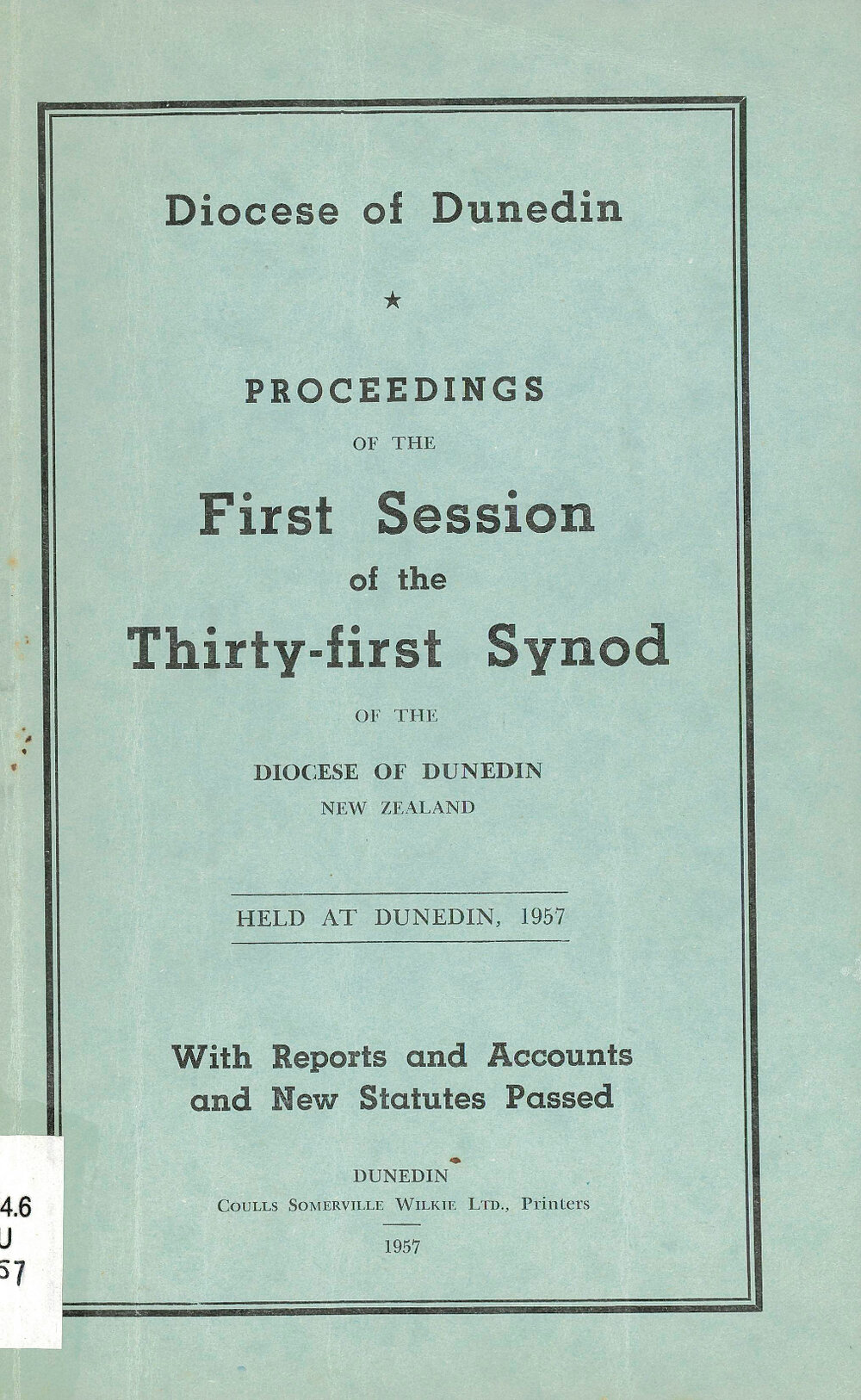 Diocese of Dunedin Year Book 1957