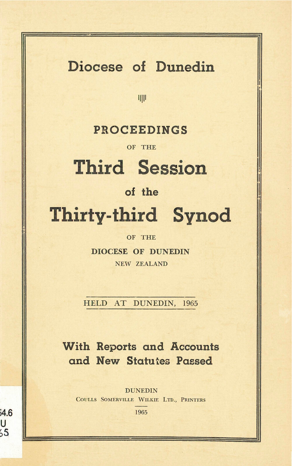 Diocese of Dunedin Year Book 1965