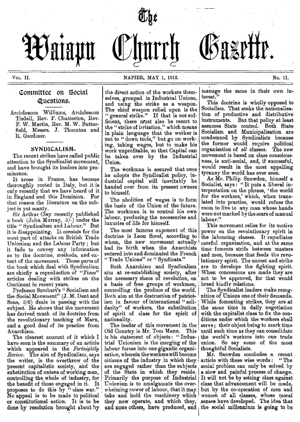 The Waiapu Church Gazette: 1st May 1912