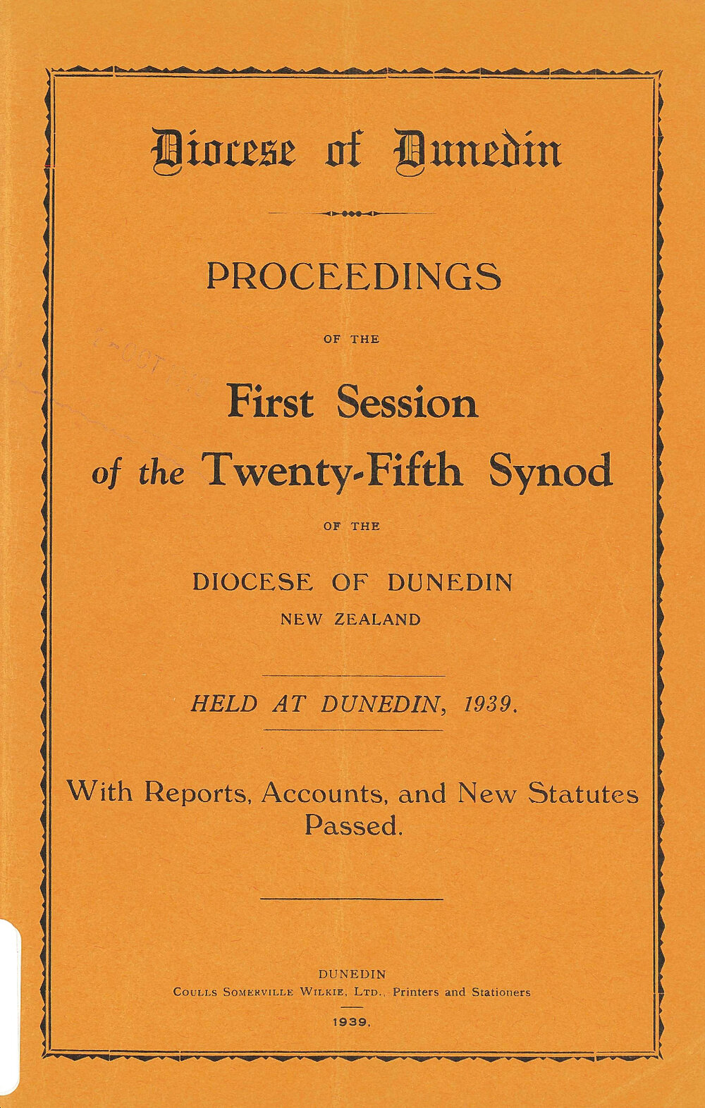 Diocese of Dunedin Year Book 1939