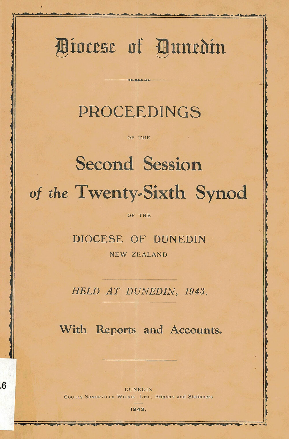 Diocese of Dunedin Year Book 1943