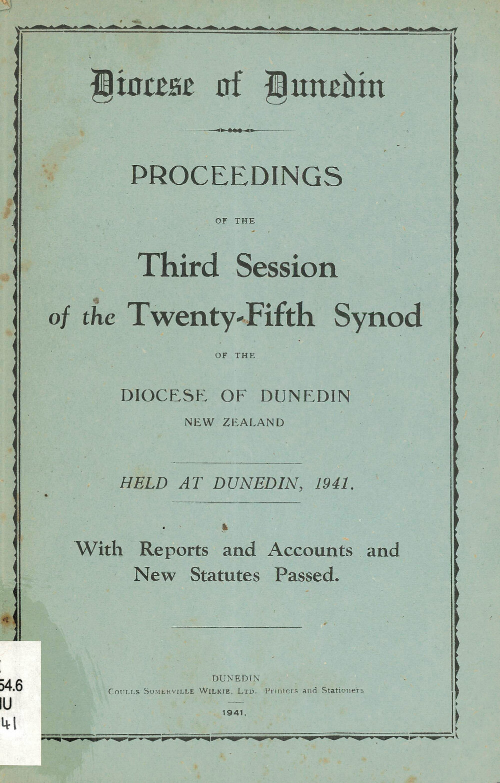 Diocese of Dunedin Year Book 1941