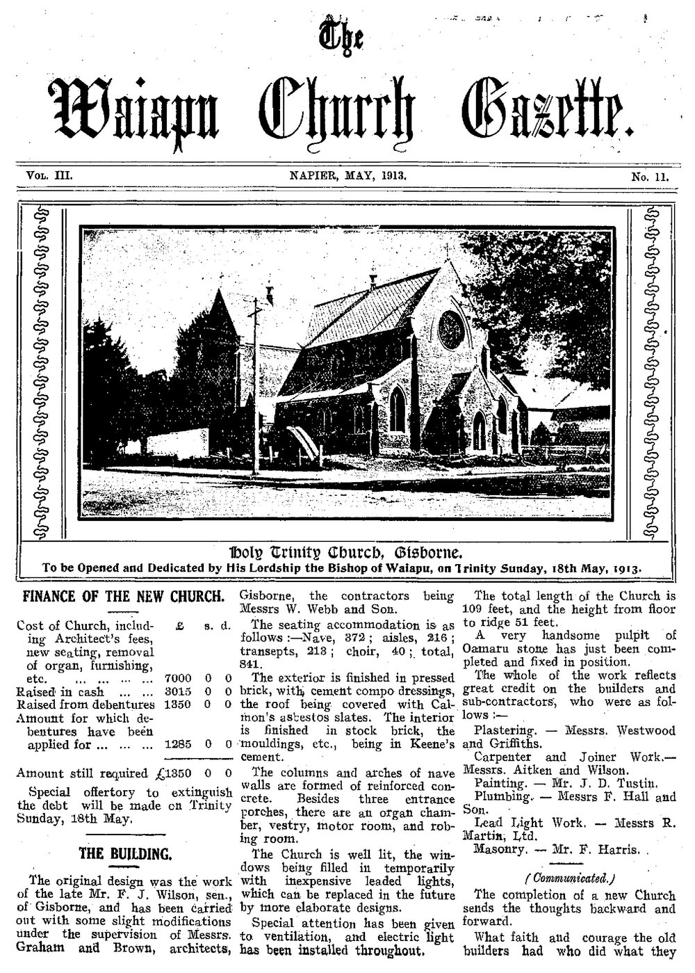 The Waiapu Church Gazette: 1st May 1913