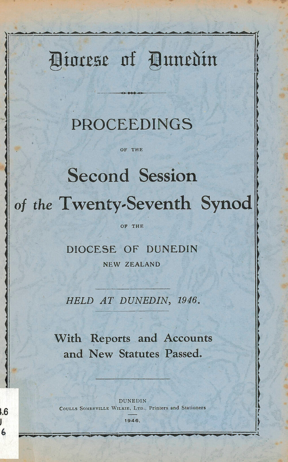 Diocese of Dunedin Year Book 1946