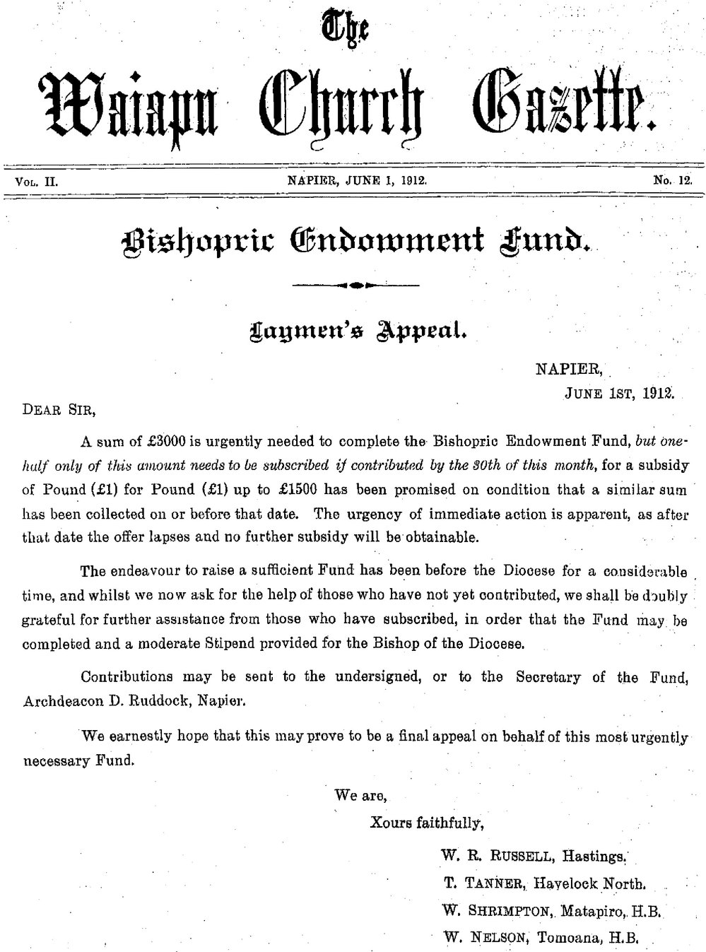 The Waiapu Church Gazette: 1st June 1912