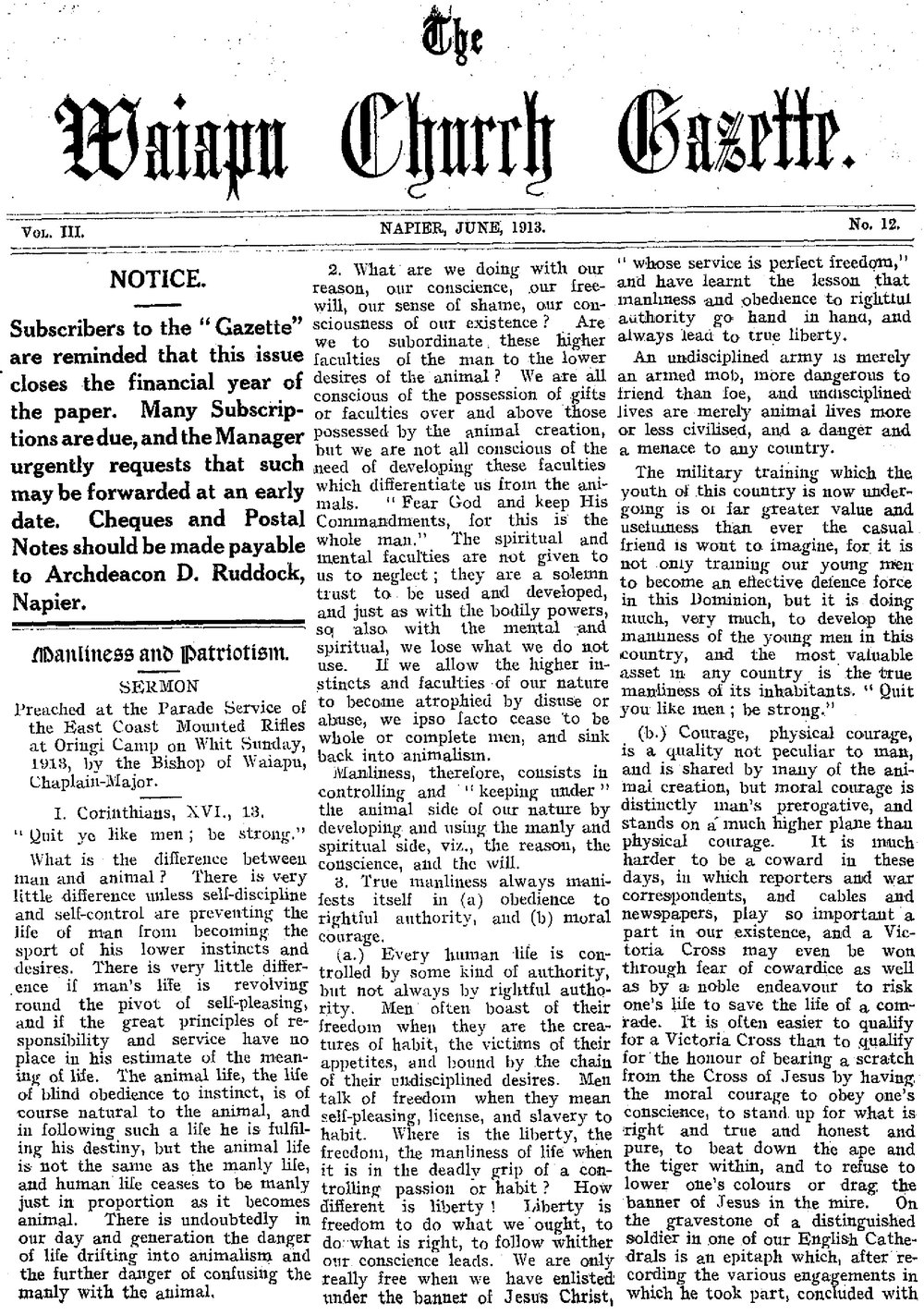 The Waiapu Church Gazette: 1st June 1913