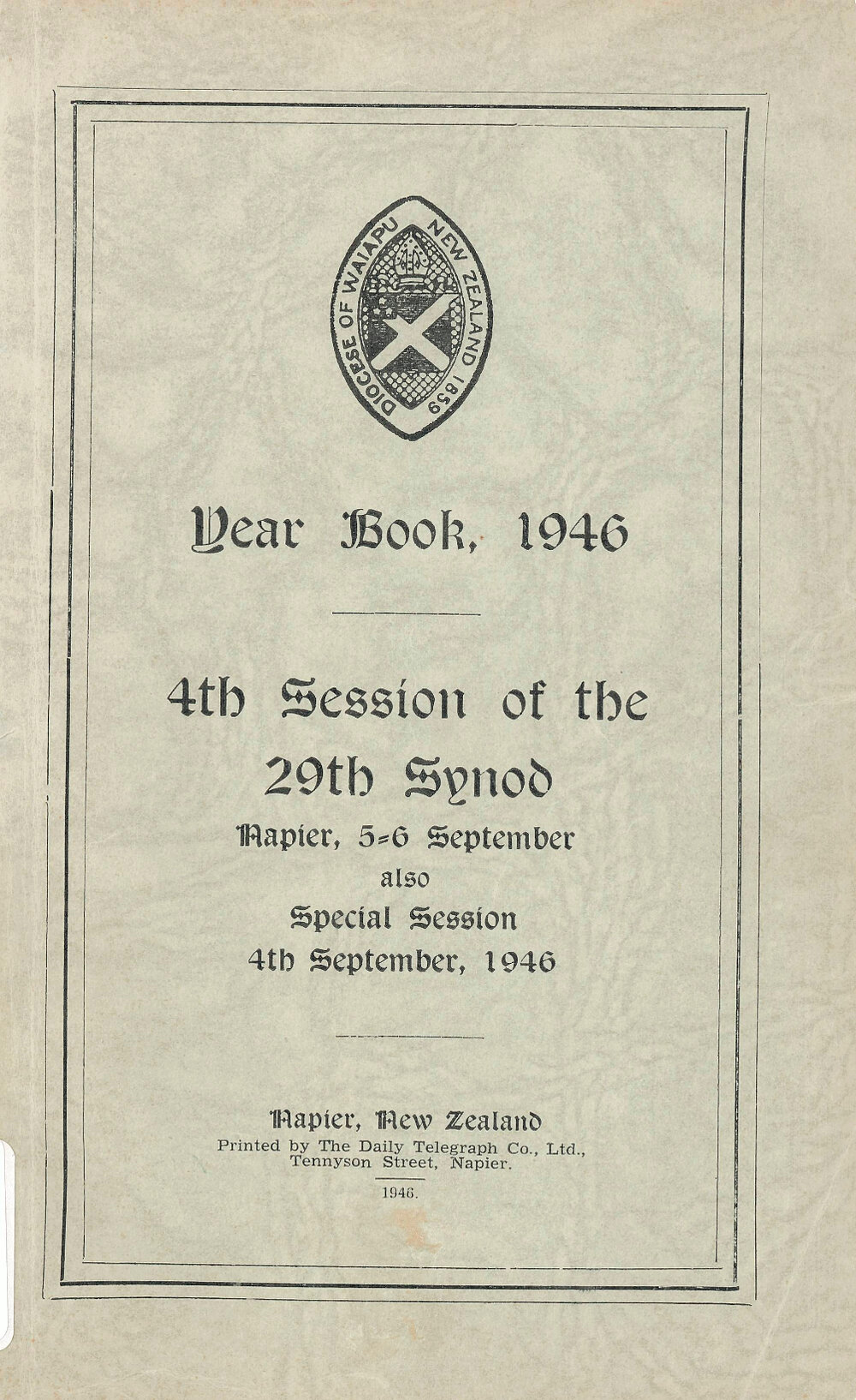 Diocese of Waiapu Year Book  Proceedings 1946