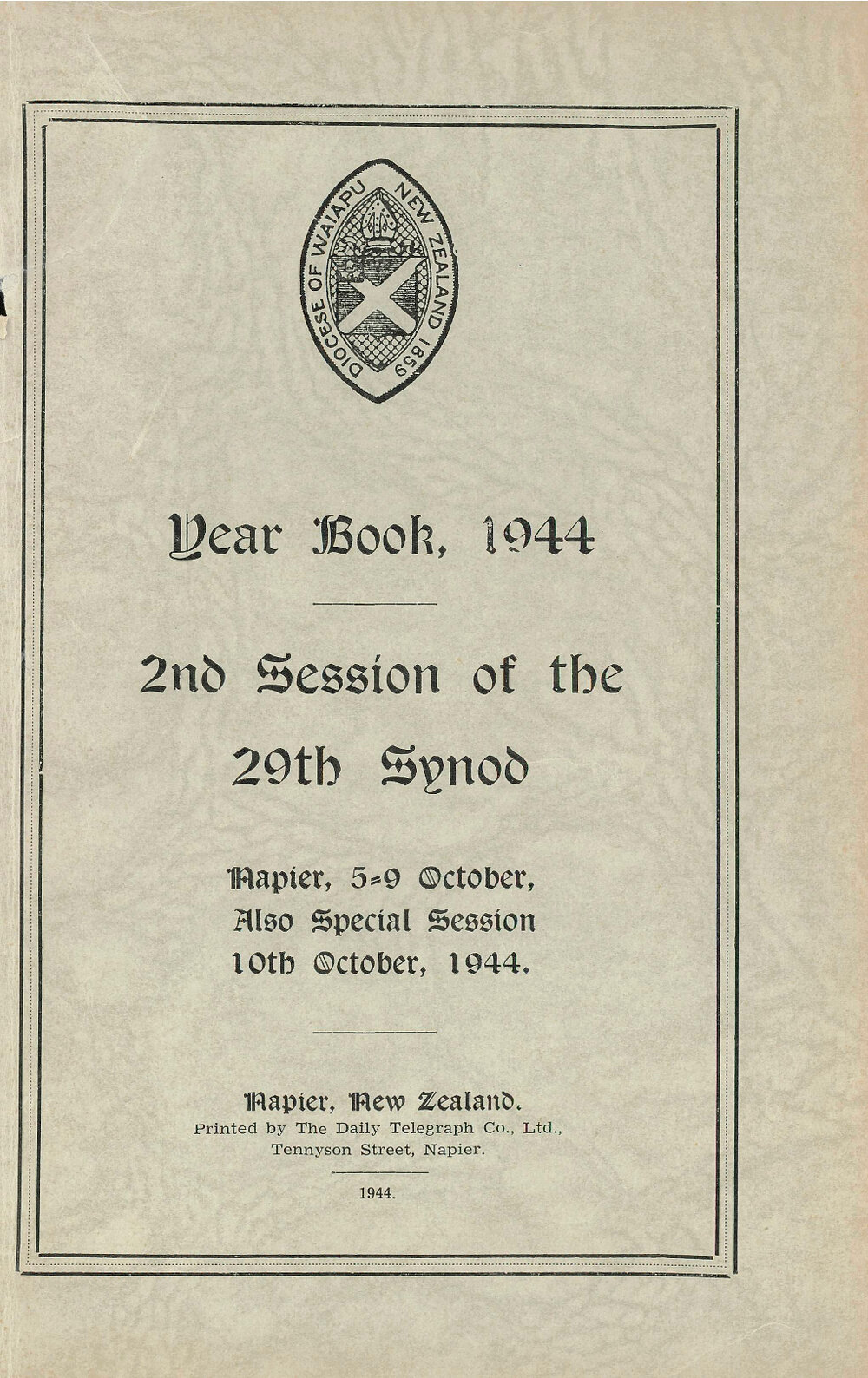 Diocese of Waiapu Year Book Proceedings 1944