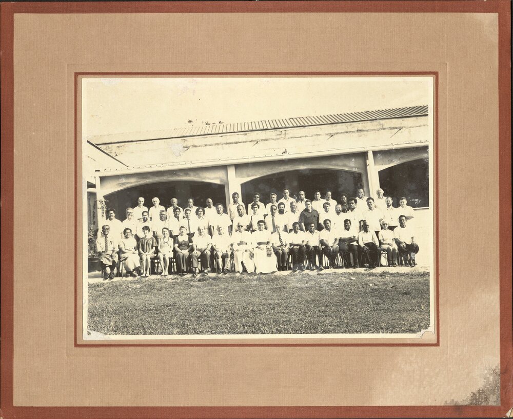 Group photograph with Bishop Jabez Bryce outside Holy Trinity Cathedral