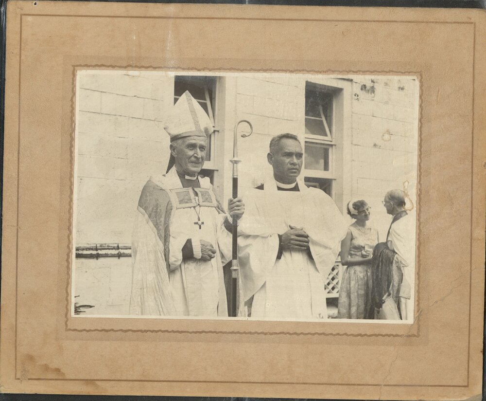 Bishop Kempthorne with a priest of the Diocese