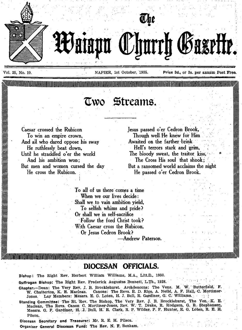 The Waiapu Church Gazette: 1st October 1935