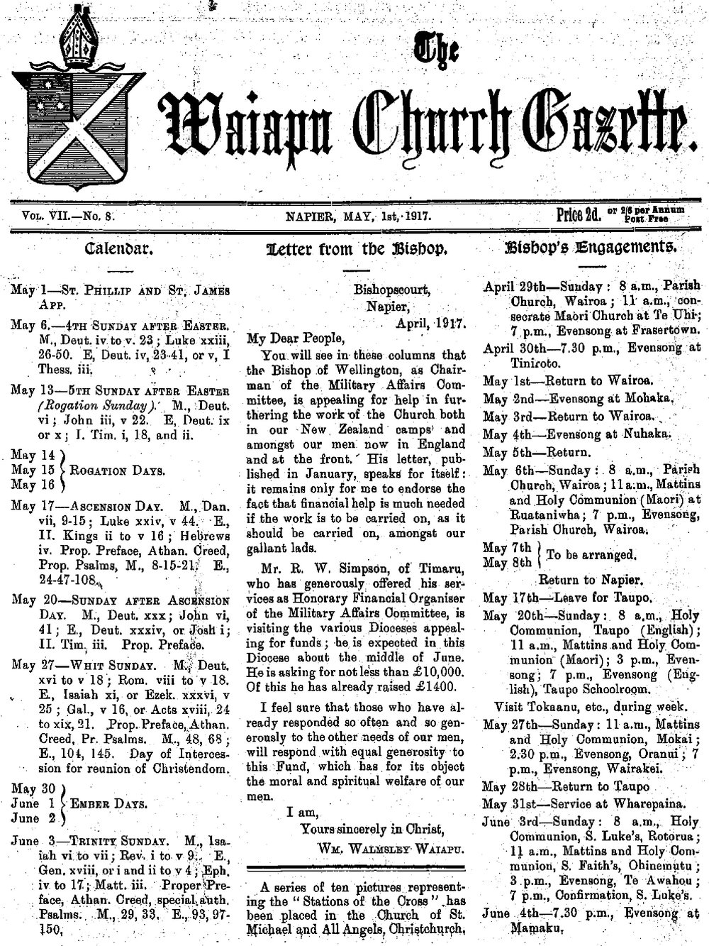 The Waiapu Church Gazette: 1st May 1917