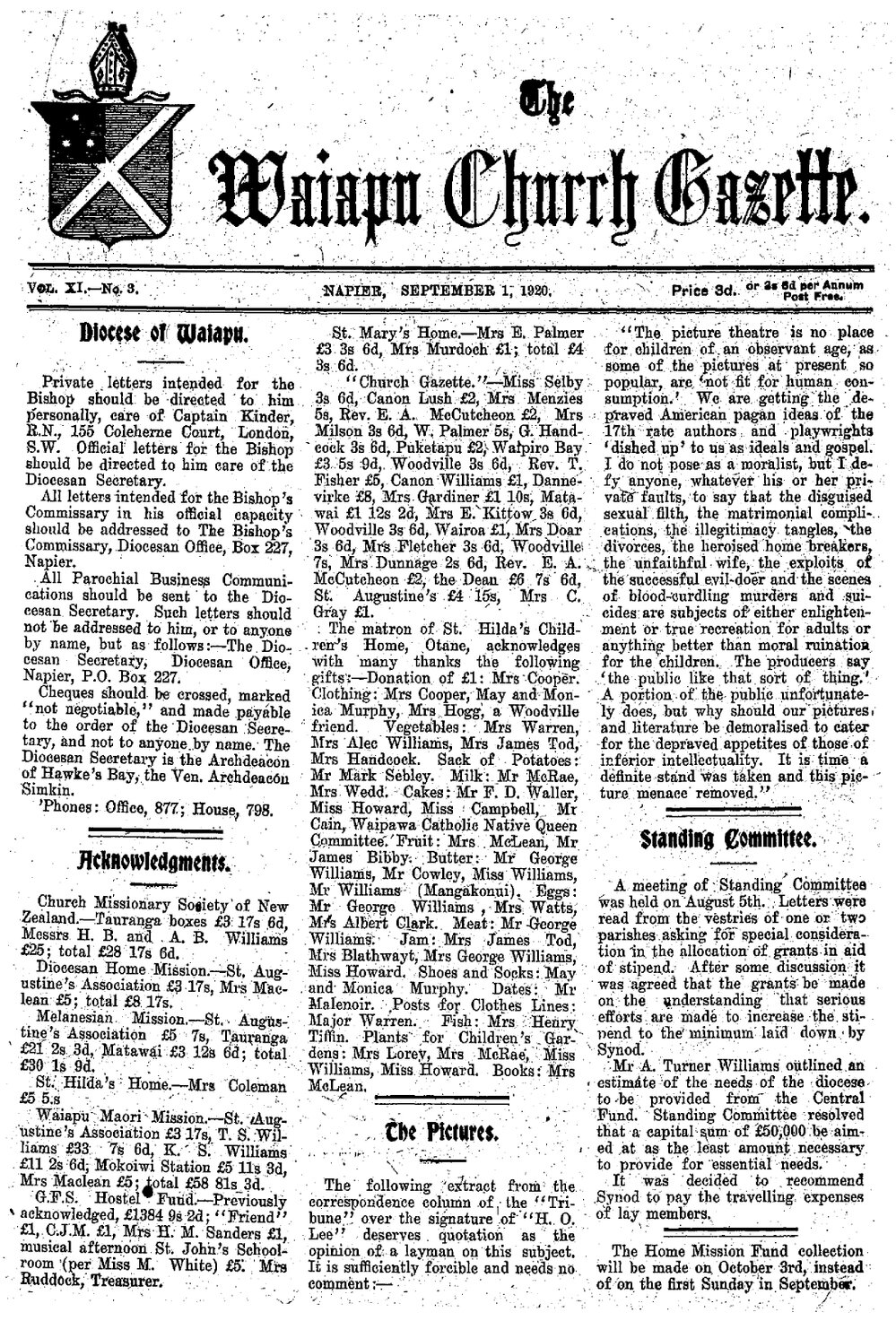 The Waiapu Church Gazette: 1st September 1920