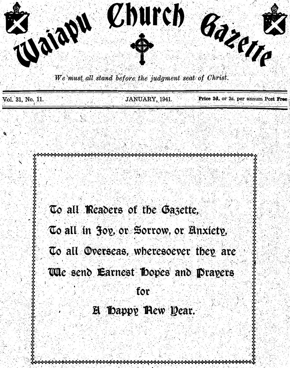 The Waiapu Church Gazette: 1st January 1941