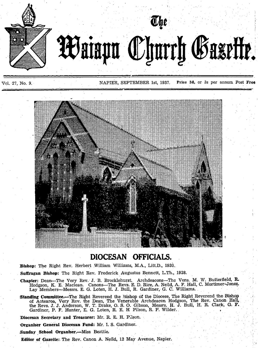 The Waiapu Church Gazette: 1st September 1937