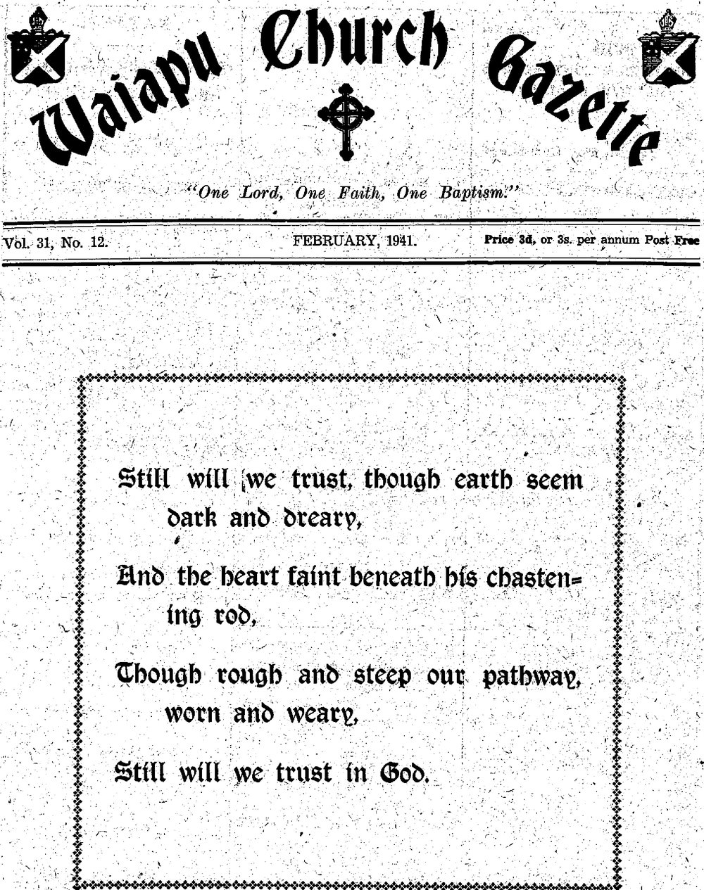 The Waiapu Church Gazette: 1st February 1941