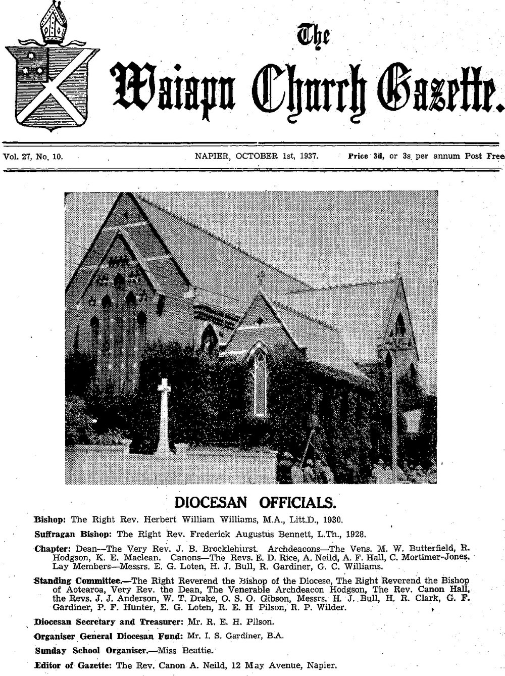 The Waiapu Church Gazette: 1st October 1937