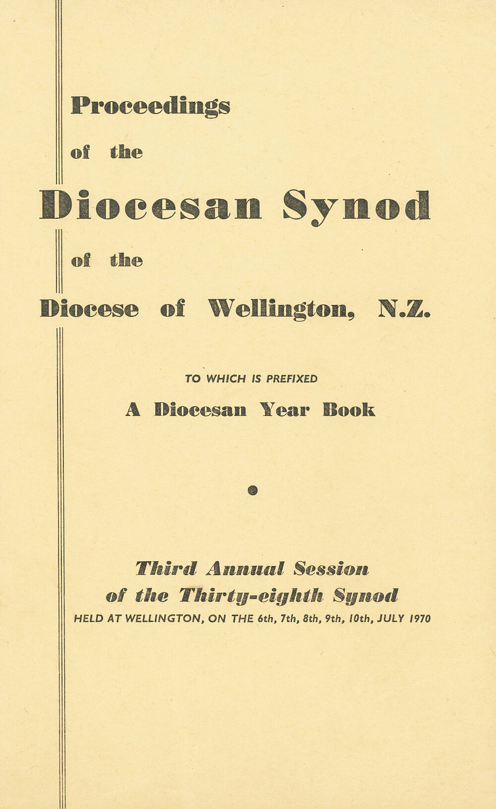 Diocese of Wellington Synod Proceedings 1970