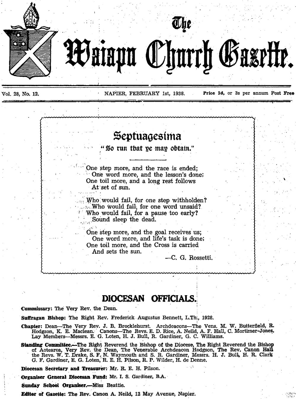 The Waiapu Church Gazette: 1st February 1938