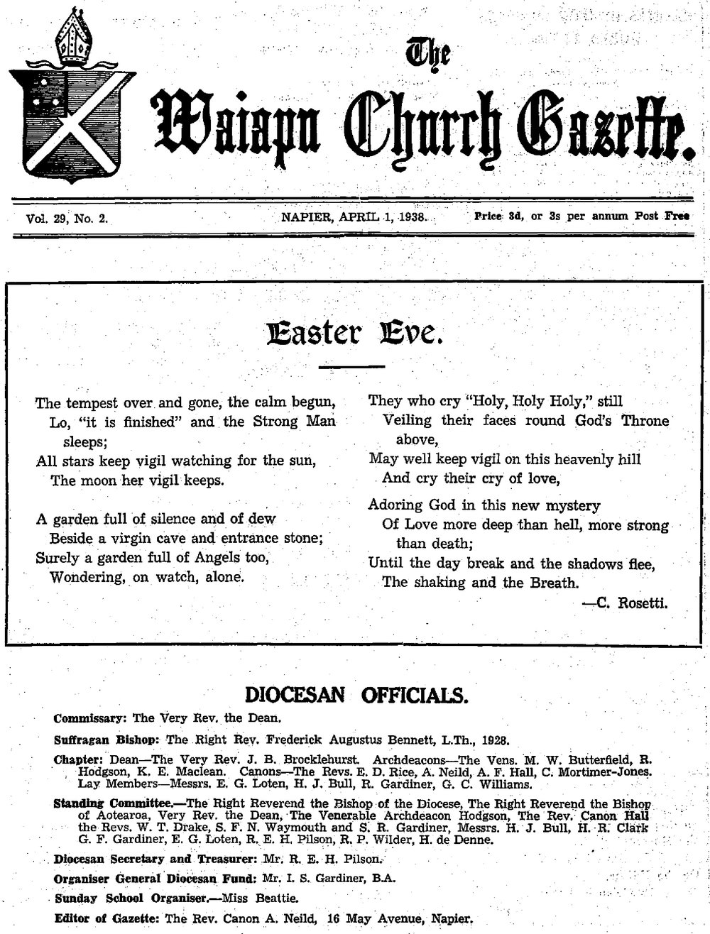 The Waiapu Church Gazette: 1st April 1938