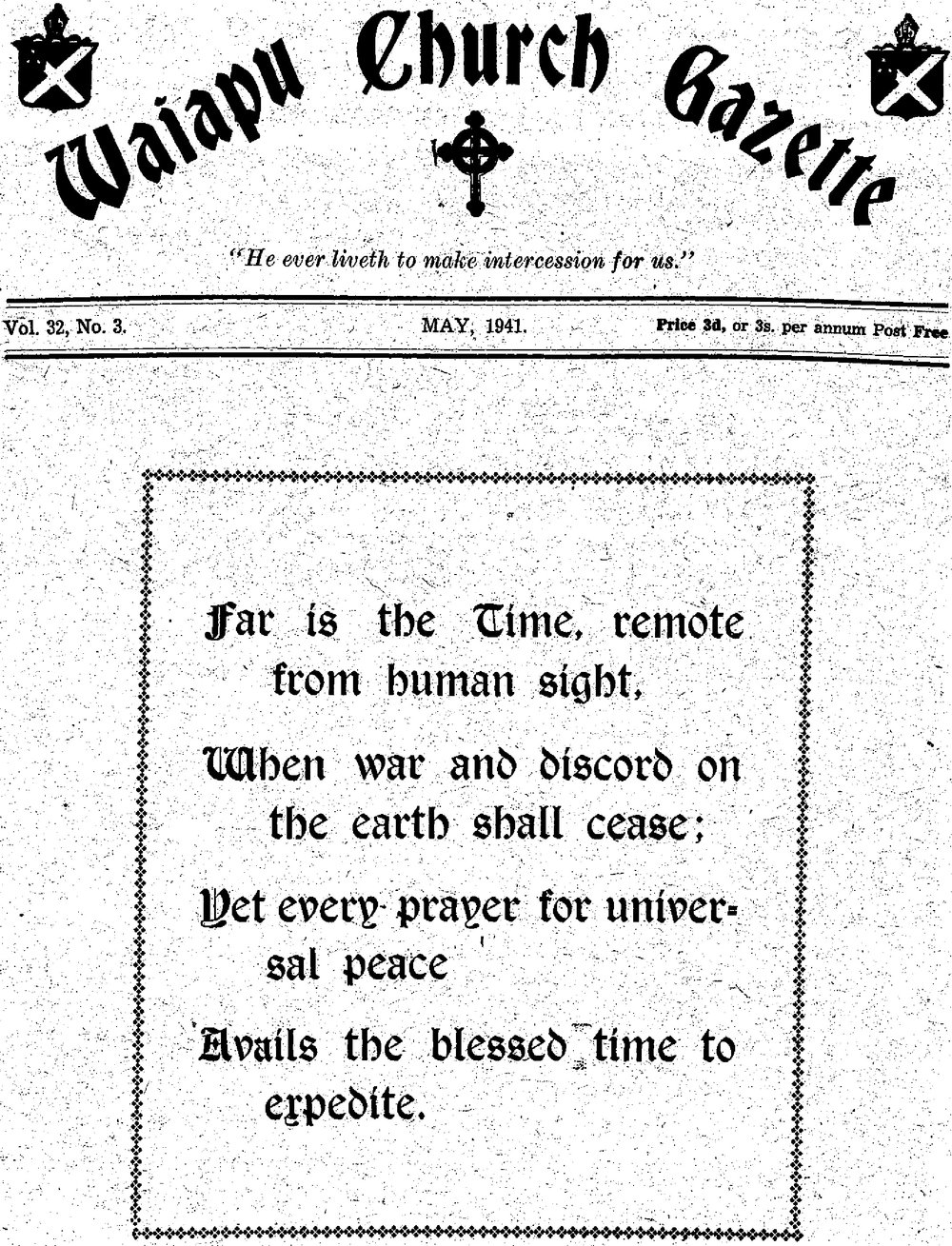 The Waiapu Church Gazette: 1st May 1941