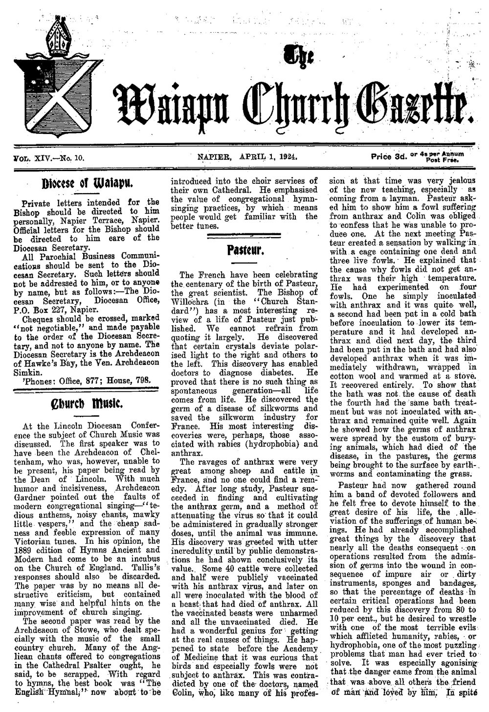 The Waiapu Church Gazette: 1st April 1924