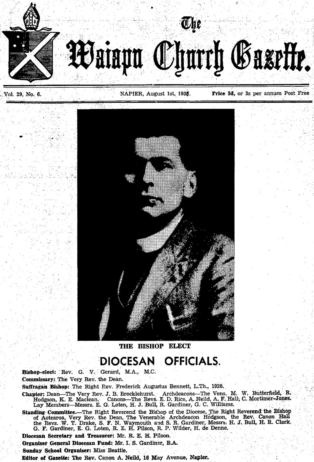 The Waiapu Church Gazette: 1st August 1938
