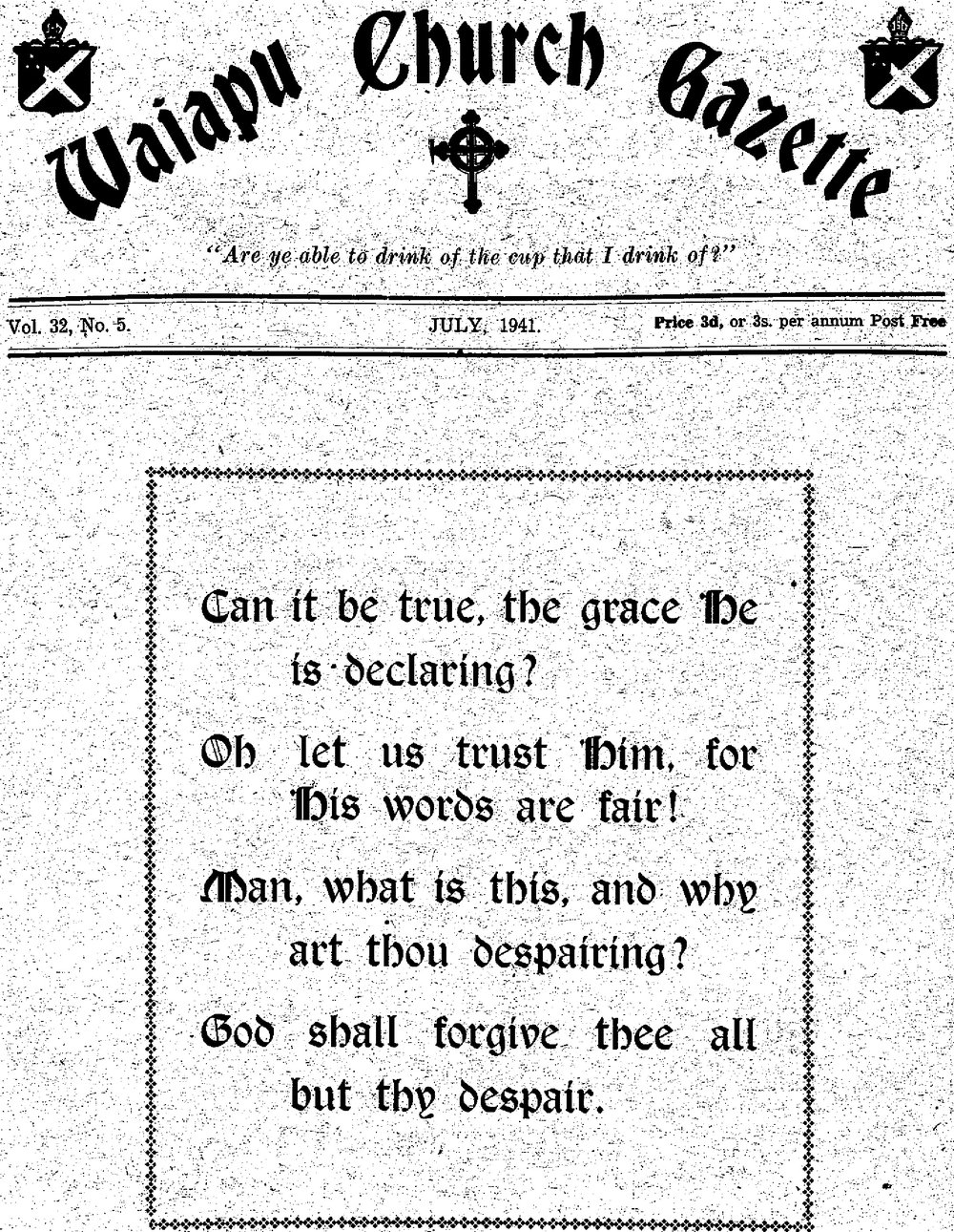 The Waiapu Church Gazette: 1st July 1941