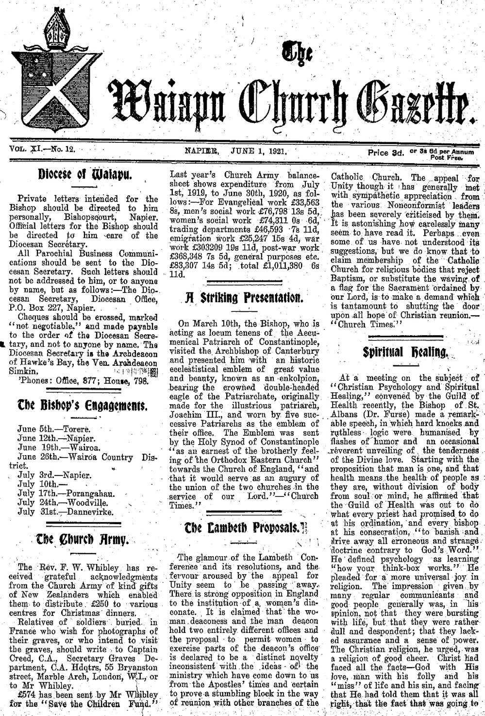 The Waiapu Church Gazette: 1st June 1921