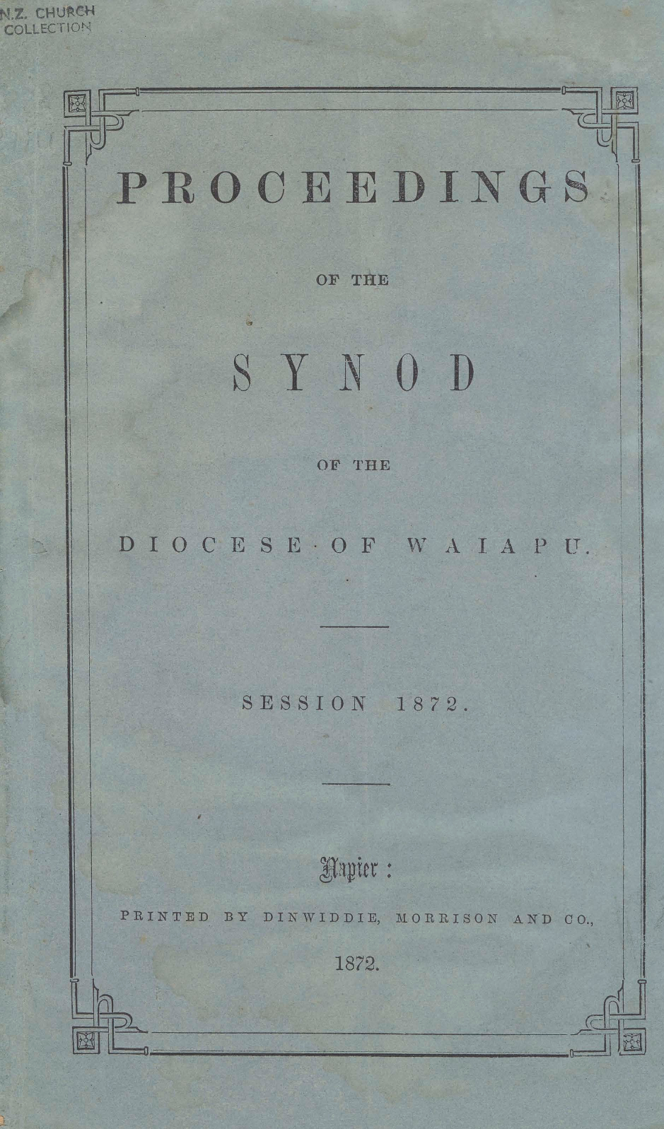 Diocese of Waiapu Synod Proceedings 1872