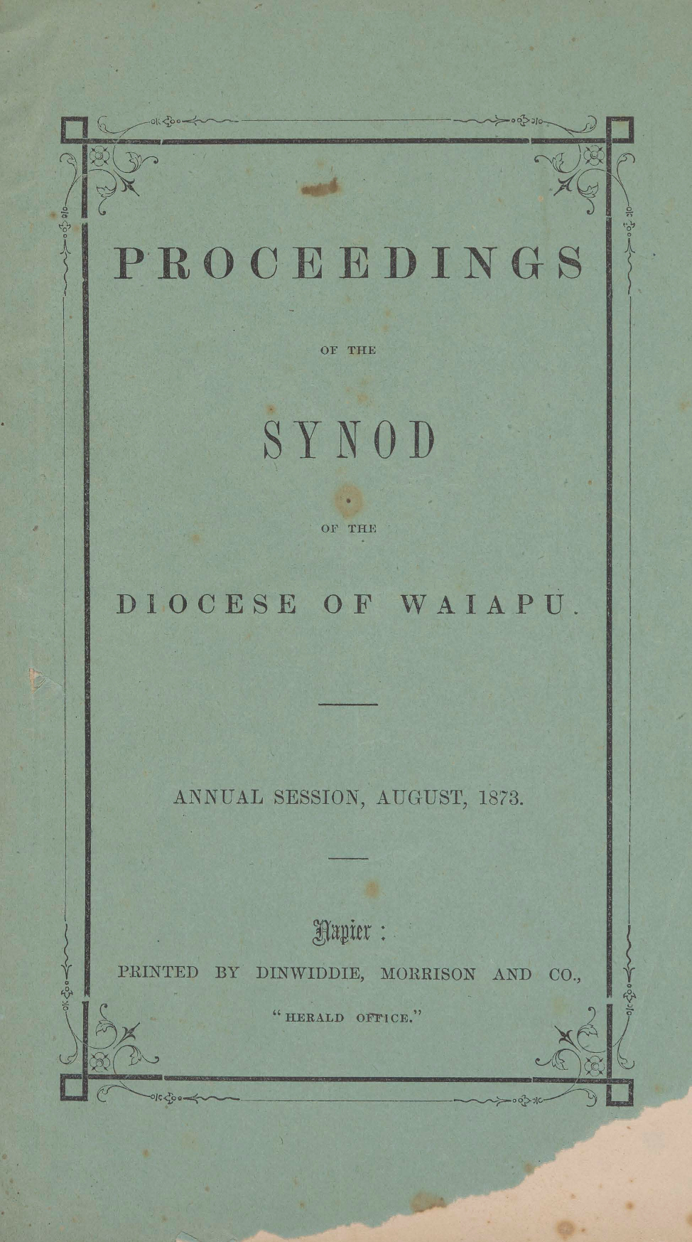 Diocese of Waiapu Synod Proceedings 1873