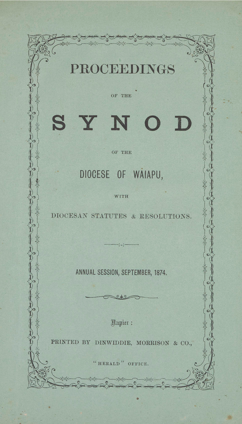 Diocese of Waiapu Synod Proceedings 1874