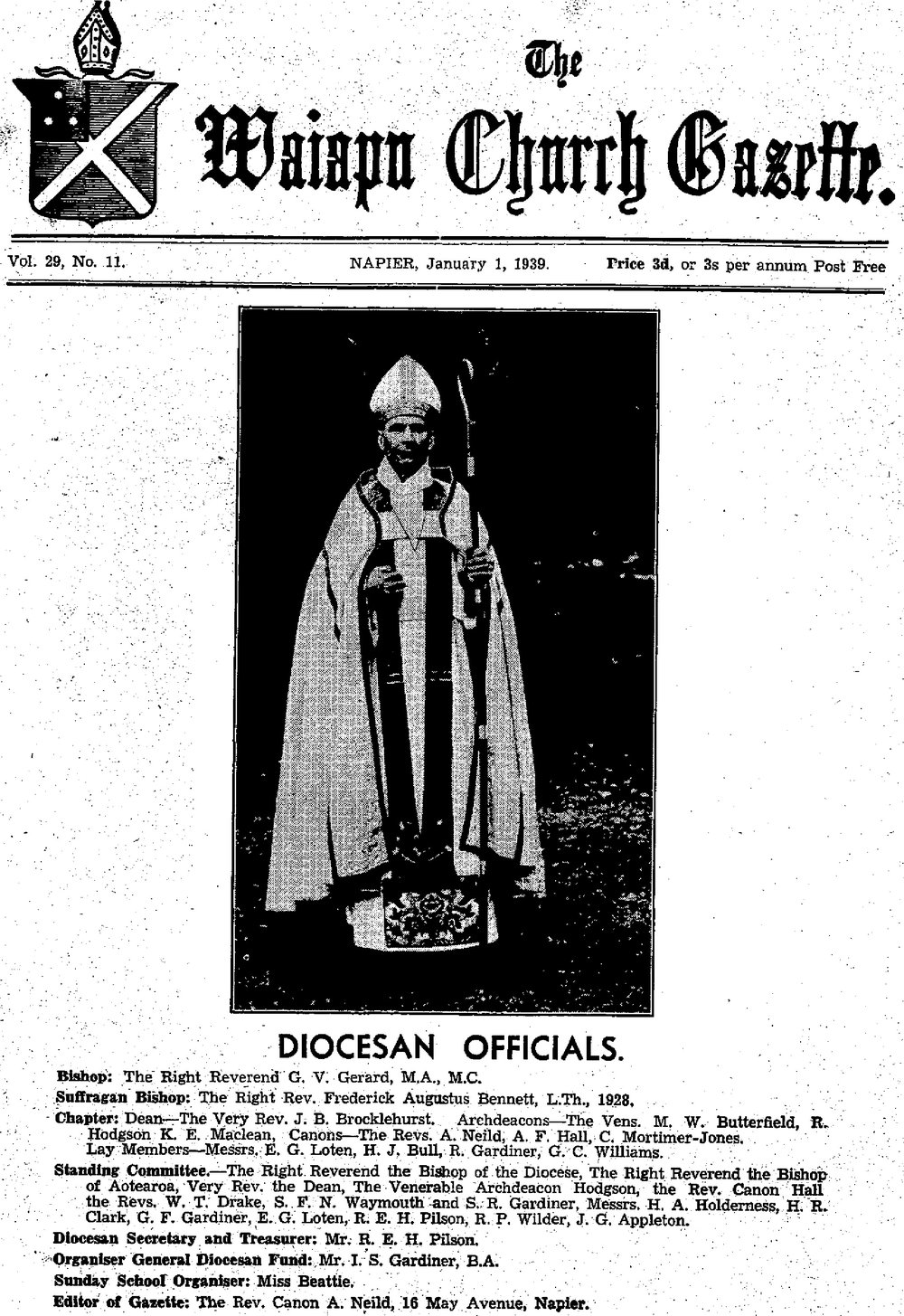 The Waiapu Church Gazette: 1st January 1939