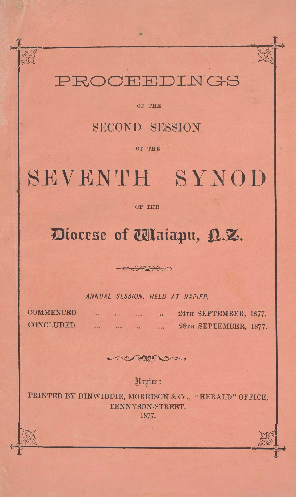 Diocese of Waiapu Synod Proceedings 1877