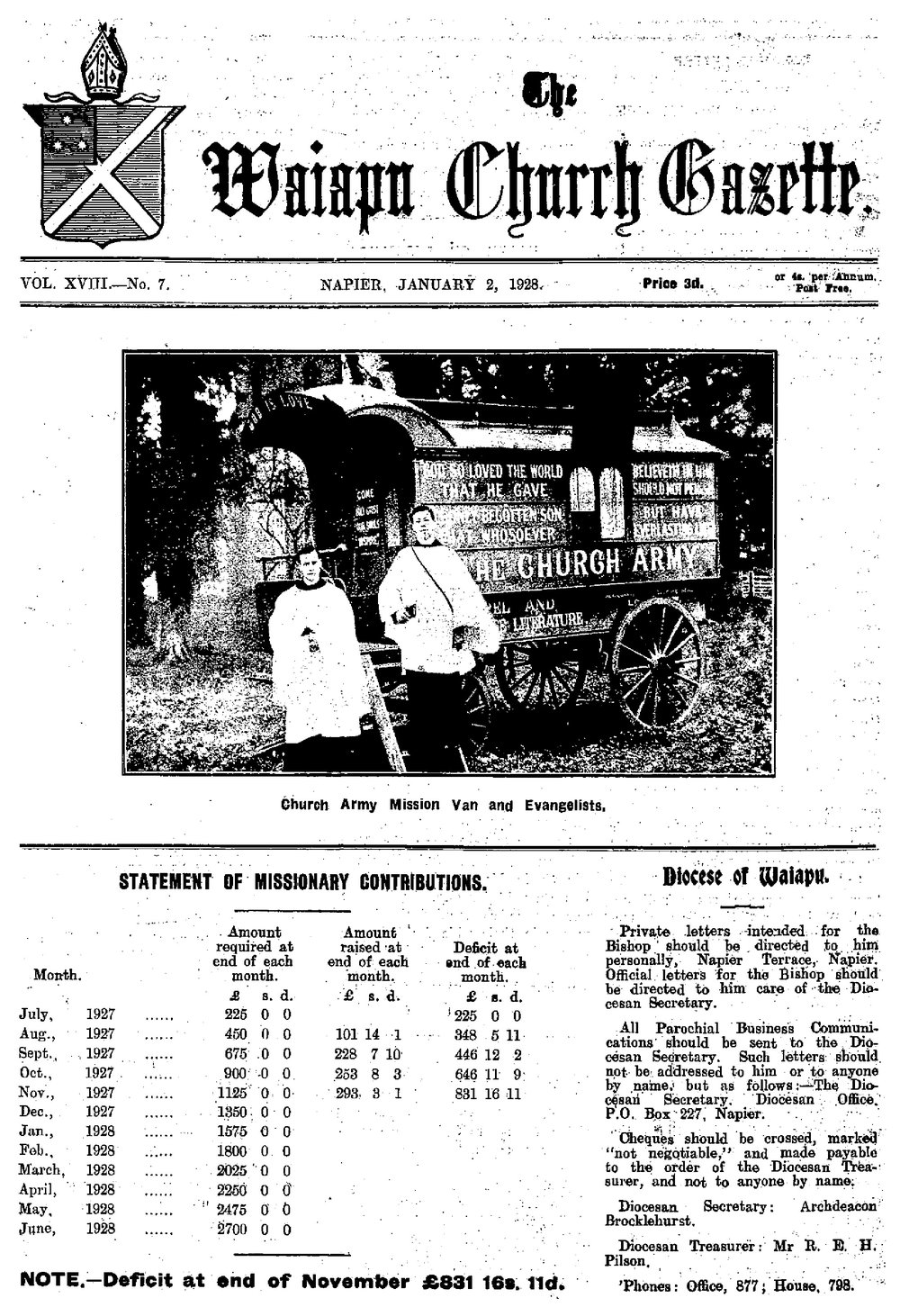 The Waiapu Church Gazette: 2nd January 1928