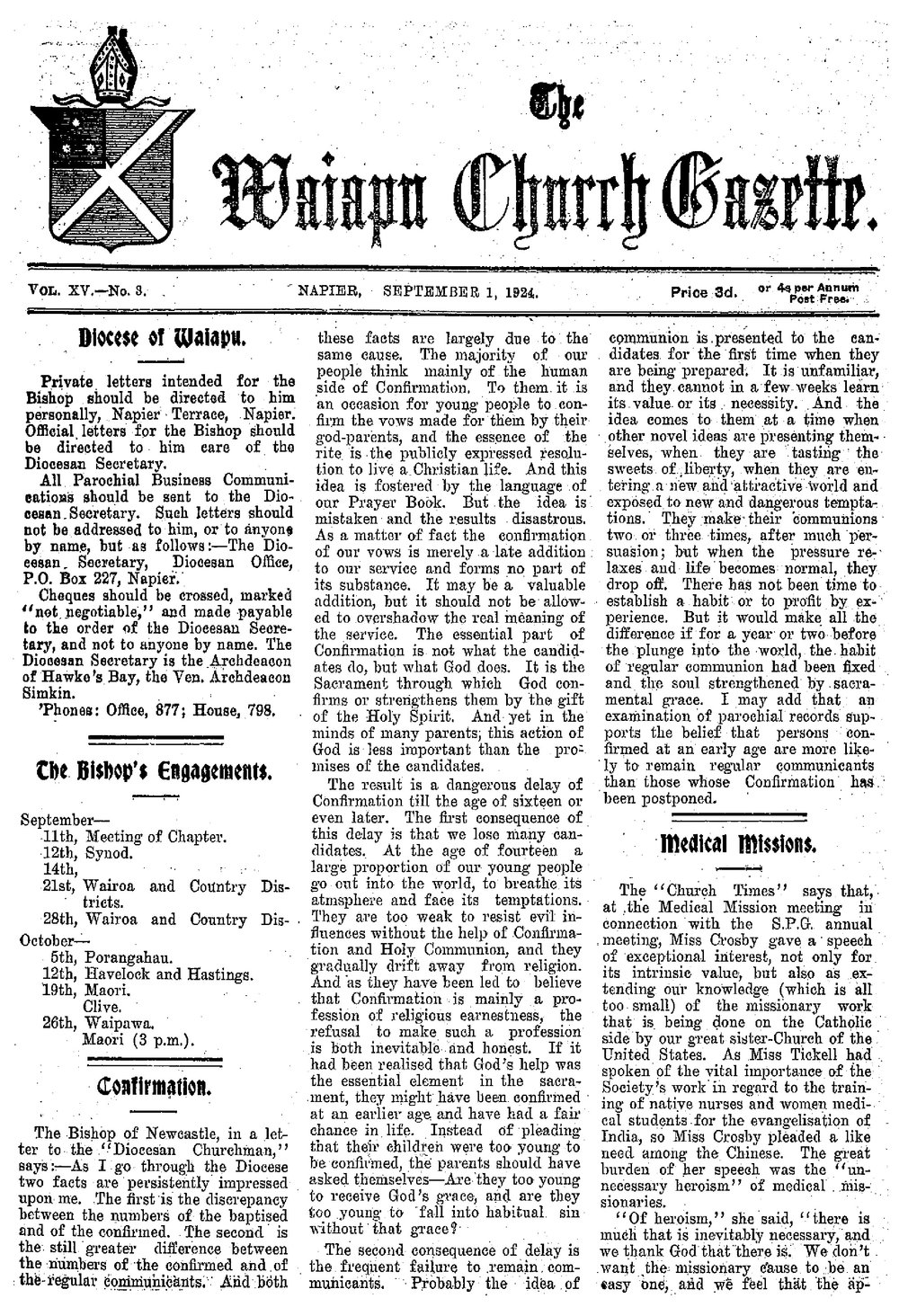 The Waiapu Church Gazette: 1st September 1924